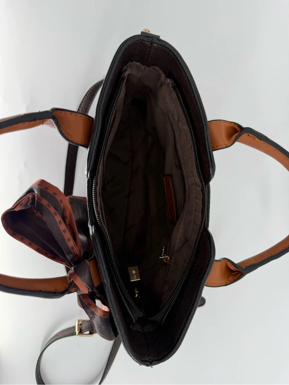 Montana West Dark Brown Crossbody with Tan Handles and Bow